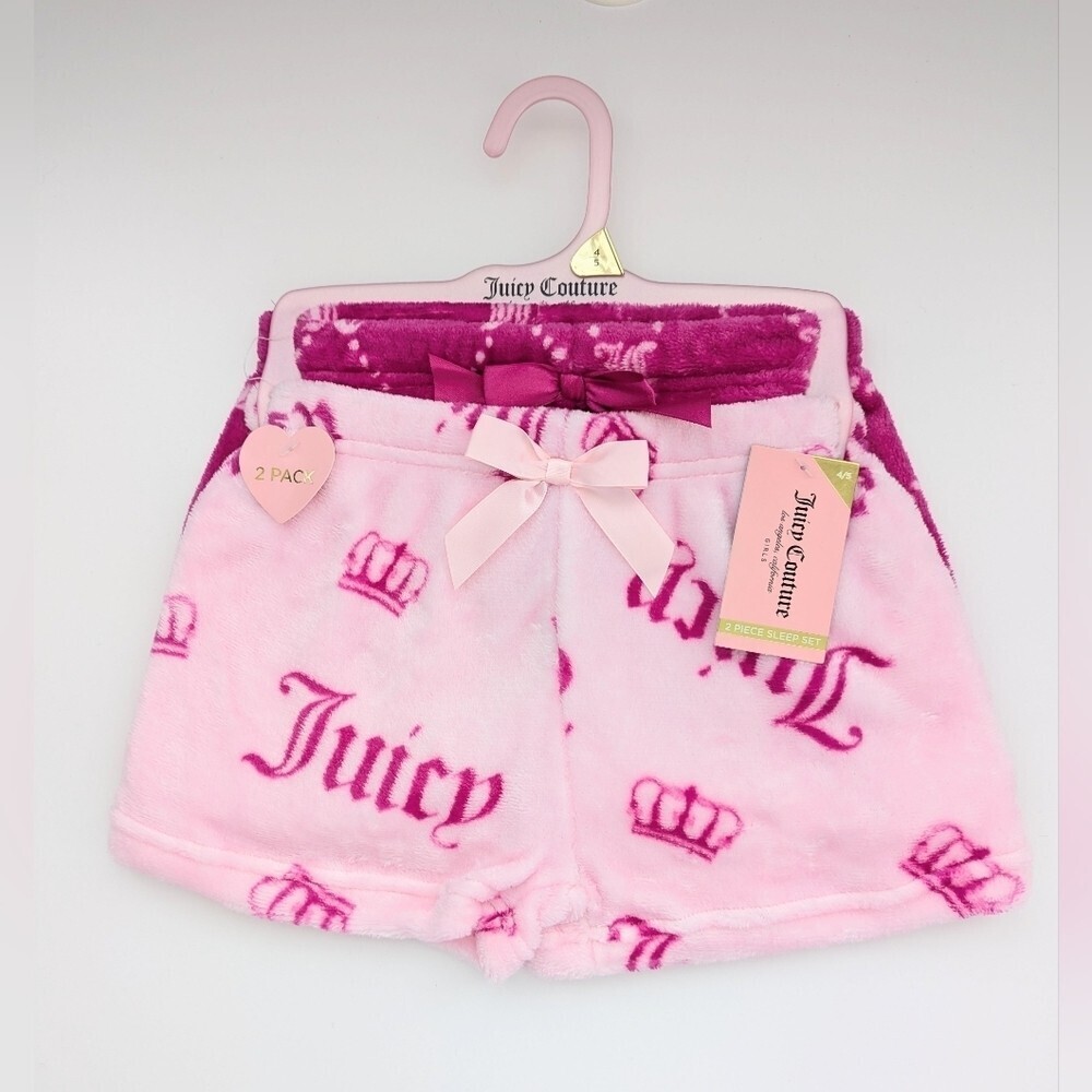 NWT Juicy Girls (4/5) 2-Pack Fleece Pyjama Bottoms/Boxers/Sleep Set